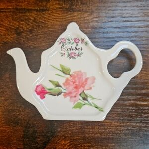 Lane End pottery tea pot floral tray October